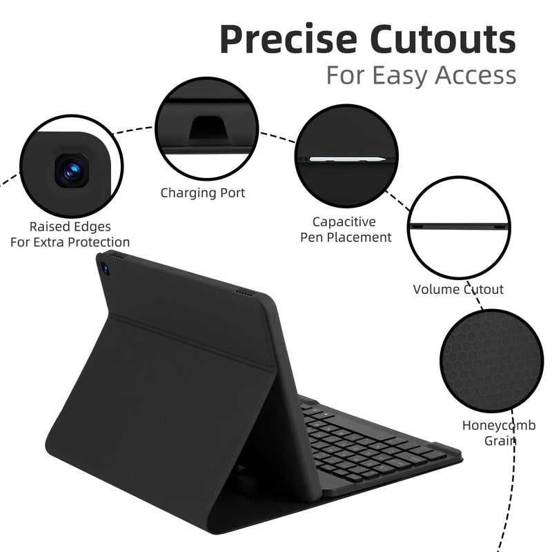 Tablet Case Keyboard for Amazon Fire HD 10/10 Plus 11/13th Generation | 10.1 inch 7 Color Rainbow Backlit Detachable Keyboard Magnetic Cover with Pen Slot HD 10 2021/2023 Black For HD 10&10 Plus 10.1 inch