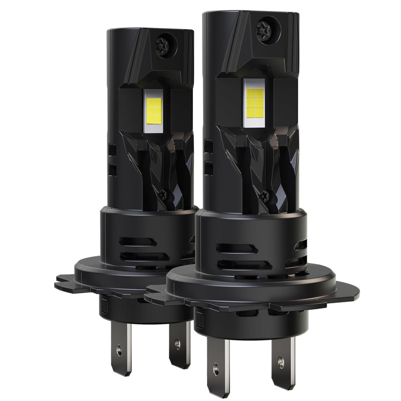 H7 Bulbs, No Adapter Required 600% Brightness 6500K Xenon White 1:1 Mini Size w/Fan Wirless Non-Polarity H7 Fog Light (Pack of 2)