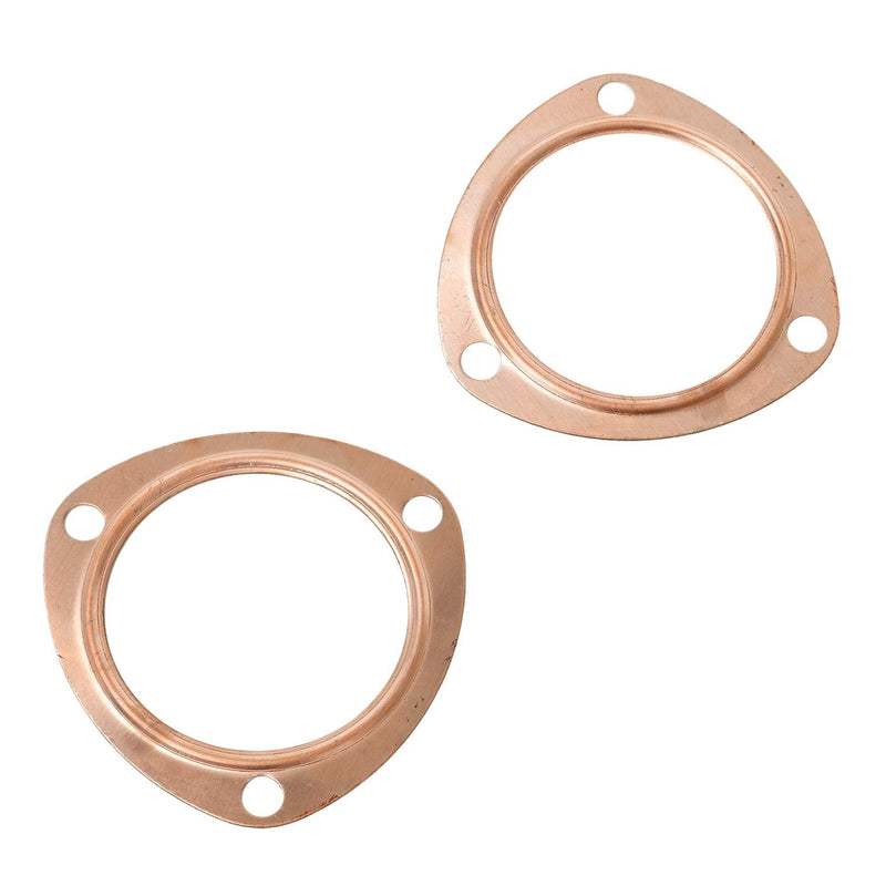 LucaSng 2 PCS 3 Inch Copper Header Exhaust Collector Gaskets, Exhaust Gaskets, Durable, Reusable for SBC BBC 302 350 454 383 Exhaust Gaskets (3 Bolt Pattern)