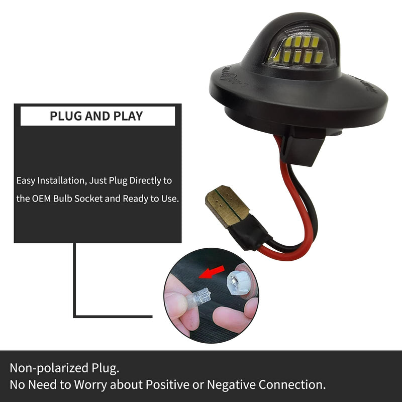 Full LED License Plate Light Tag Lamp Assembly Compatible with Ford F-150 F-250 F-350 F-450 F-550 Super Duty Explorer Expedition Ranger Excursion Bronco Truck Pickup Black Old