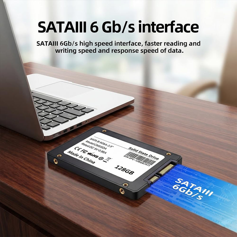 128GB SSD 2.5 Inch SATA III Internal Solid State Drive – Upgrade Laptop or Desktop with 550MB/s Read,Silent & Shockproof, Compatible with Laptop, Desktop PC, All-in-One(Style-E)