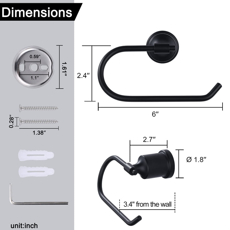 WOWOW Toilet Paper Roll Holder Wall Mount - Matte Black Bathroom Modern Toilet Papers Towels Roll Holders Wall Mounted, Stainless Steel Paper Roll Hand Towel Holders for Bathroom Kitchen Washroom Wall Black Toilet Paper Holder