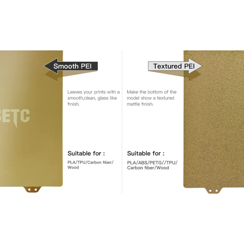 FYSETC CR-6 SE Print Bed - PEI Build Plate: Double-Sided Smooth - Textured PEI Sheet Heated Bed Cover 254x 245mm/10x9.64inch Flexible Removable Spring Steel Printing Surface with Bottom Sticker -Gold 254*245mm 2