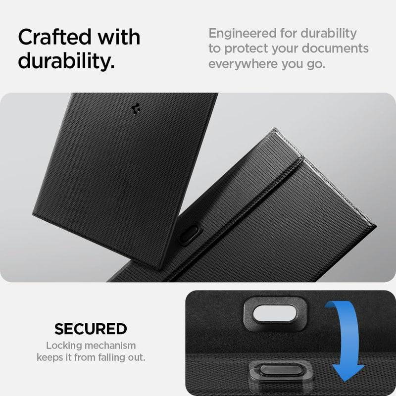 Spigen Car Registration and Insurance Card Holder for All Cars [Tesla Model Y Juniper (2025/26) & 3/Y/S/X/Cybertruck] Store Card Keys, ID License Holder, Essential Documents - Black