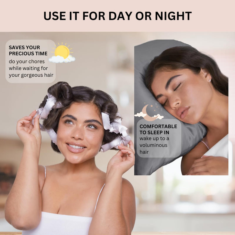 Kitsch 6pc Satin Pillow Rollers - Marble | Heatless Hair Curler, Heatless Curls Overnight, Flexible Curling Rod for Long & Short Hair, Flexi Rod Curlers to Sleep In 1 Count (Pack of 6)