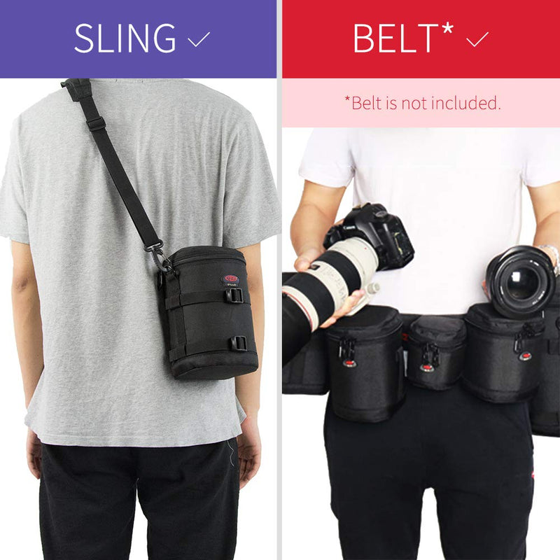 DSLR Camera Lens Case Pouch Bag for Lenses up to 4.33" x 6.70" | Lightweight Padded Lens Case with Zipper, Soft Lining & Carrying Strap, Protects Lenses from Dust, Scratches & Water BL-0006
