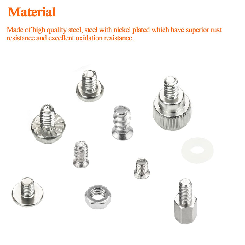 450 Pieces Computer Standoffs Screws Assortment Kit for 2.5" SSD, Hard Drive, Computer Case, Motherboard, Fan Power Graphics with Screwdriver, Silver