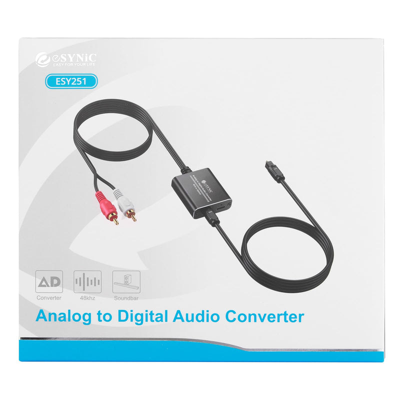  [AUSTRALIA] - eSynic Portable RCA to Optical Audio Converter [RCA Input to Optical Output -Not Bi-Directional]Aluminum Alloy Analog to Digital Audio Converter 2.1M/7ft [Only For PCM Audio]for CD Player to Soundbar Light-Weight