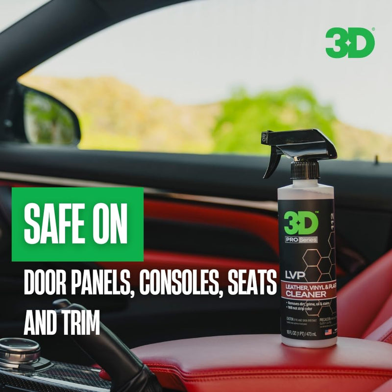3D LVP Interior Cleaner - Removes Dirt, Grime, Grease, Oil & Stains from Leather, Vinyl & Plastic - Great for Seats, Steering Wheels, Door Panels, Dashboards - Car, Office, Home Use 16oz. 15.89 Fl Oz (Pack of 1)