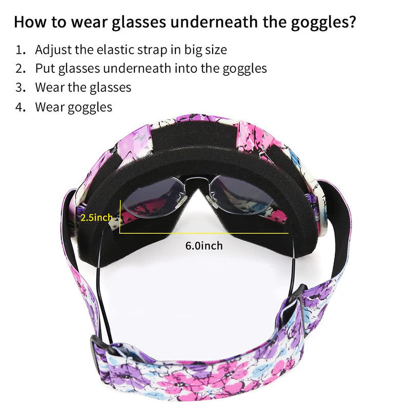 JAMIEWIN Motocross Goggles ATV Dirt Bike Motorcycle UTV MX OTG Offroad Riding Goggles Anti UV Dustproof Anti Fog Racing Skiing Goggles for Men Women Youth Kids Camo Pink Frame + Color Lens