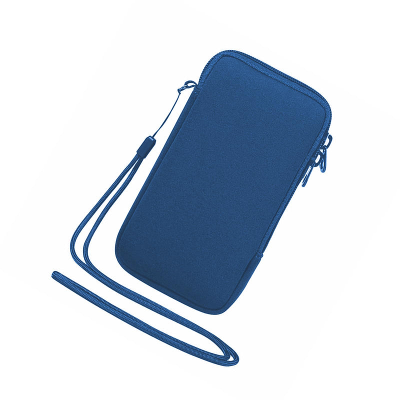 2 Pack Neoprene Cell Phone Sleeve Phone Pouch, Shock-Absorbing Pouch with Zipper & Adjustable Strap Cell Sleeves, Water Shedding Storage for Large Smart Devices Up to 6.7 Inch Blue Black