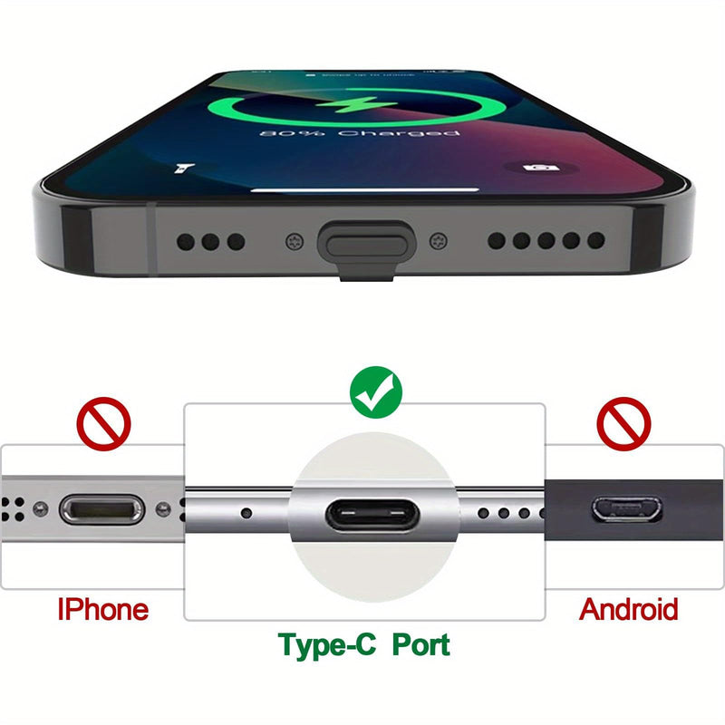 USB Dust Plug Charm Type C-Dustproof Plug, Dust Cover Port Plug Protection Compatible with All Smartphones and Tablets 5 transparent pieces
