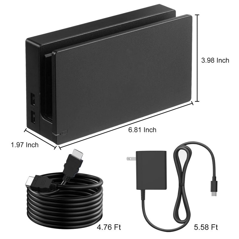 TV Dock Station for Switch,Replacement 3 in 1 Switch TV Docking | Station Set with Original IC Module, AC Charger, 1080P HDMI Cable Accessories for Switch Console