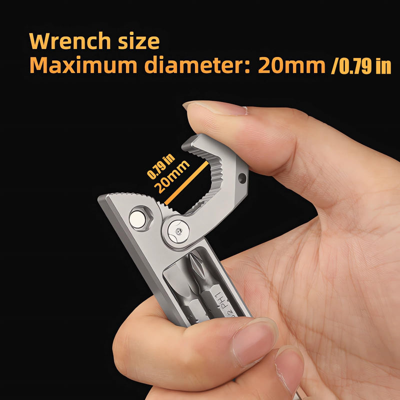 Titanium Pry Bar,Multi-tool,EDC Tool,Versatile Pry Tool,Bottle Opener,Wrench,Ratche screwdriver,Nail puller,Crowbar in One,Compact Versatile Pocket Pry Bar for Everyday Carry 01 Grey-l