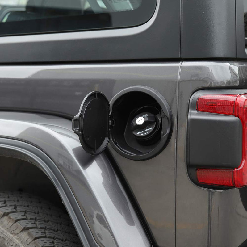 Savadicar Gas Cap Cover, Fuel Tank Door Compatible with 2018-2025 Jeep Wrangler JL JLU 4xe 2/4 Door, ABS + Aluminum Alloy Construction, Exterior Accessories, Black JL-Black