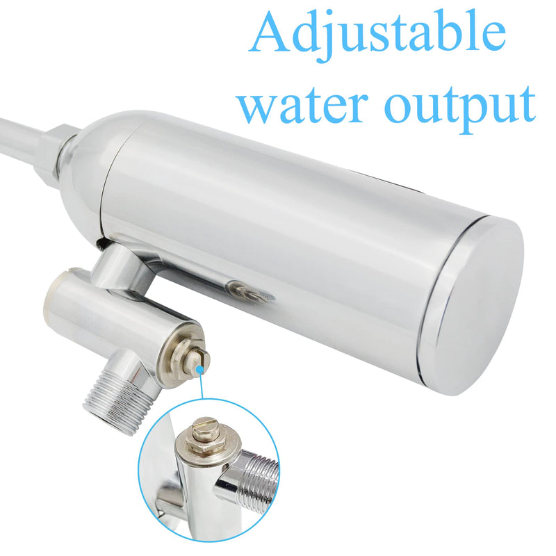 Automatic Touchless Urinal Flush Valve, Motion Sensor Copper, Three Outlet Pipes, Wall Mounted&Adjustable Water Flow, DC 6V, Ideal for Public Restrooms, English Installation Guide