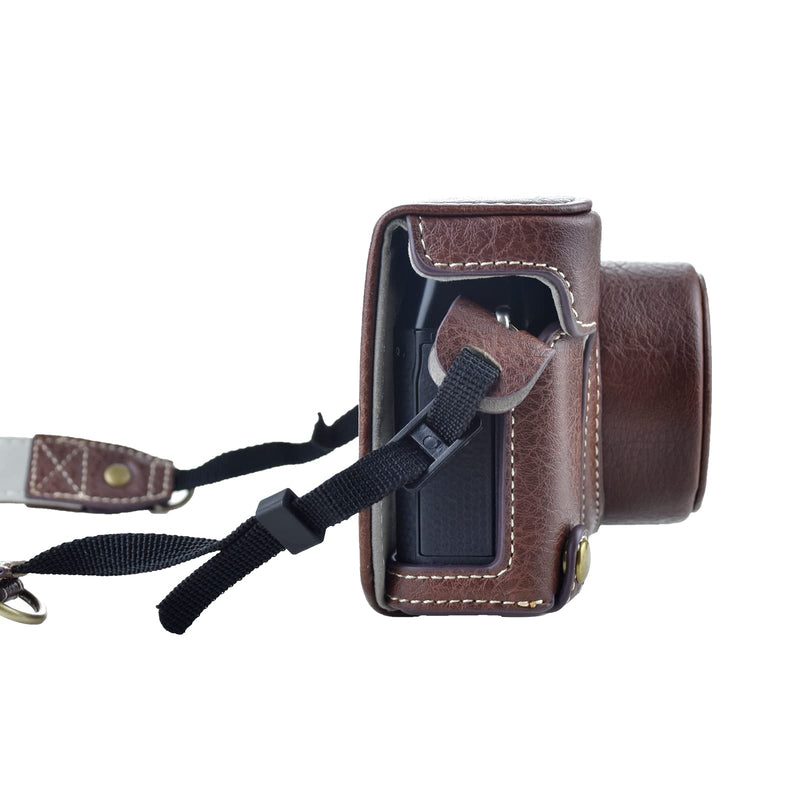 Rieibi X100V Camera Case - Retro Leather Case for Fujifilm X100V Digital Camera - Protective Case with Strap and Grip Case - Brown New Version