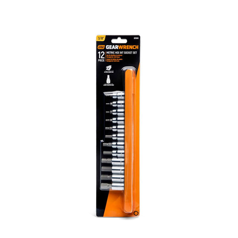 GEARWRENCH 12 Pc. 3/8" Drive Hex Bit Socket Set, Metric - 80580 3/8" 12-piece kit