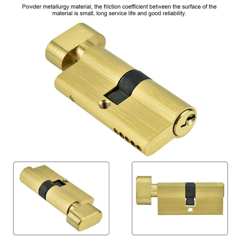 Sonew 65mm Copper Single Open Key Lock Cylinder, Modern Gold, Anti-Theft, Home Use, Door Lock Replacement Parts