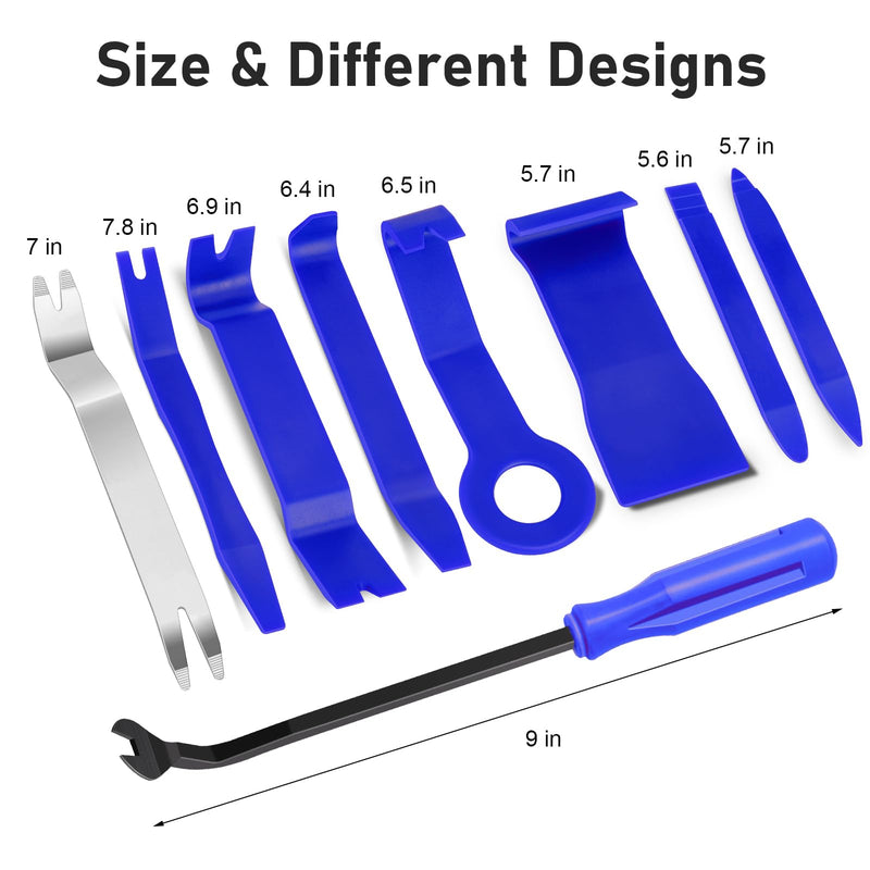 GLK Auto Trim Removal Tool Set Door Clip Panel Removal Tool Set Car Pry Tool with Fastener Remover for Car Dash Radio Audio Installer Pry Tool 9PCS blue