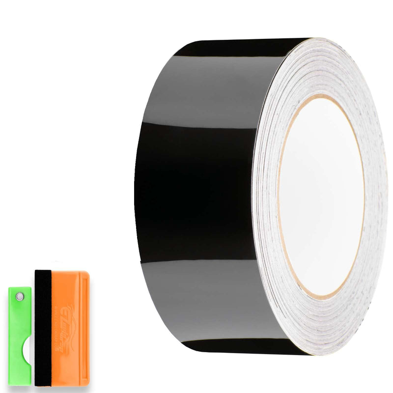 2 inches x 25 feet Gloss Black Vinyl Wrap Kit for Black Out Chrome Remove Window Trim Door Trim with Tool Kit 2 inches x 25 feet