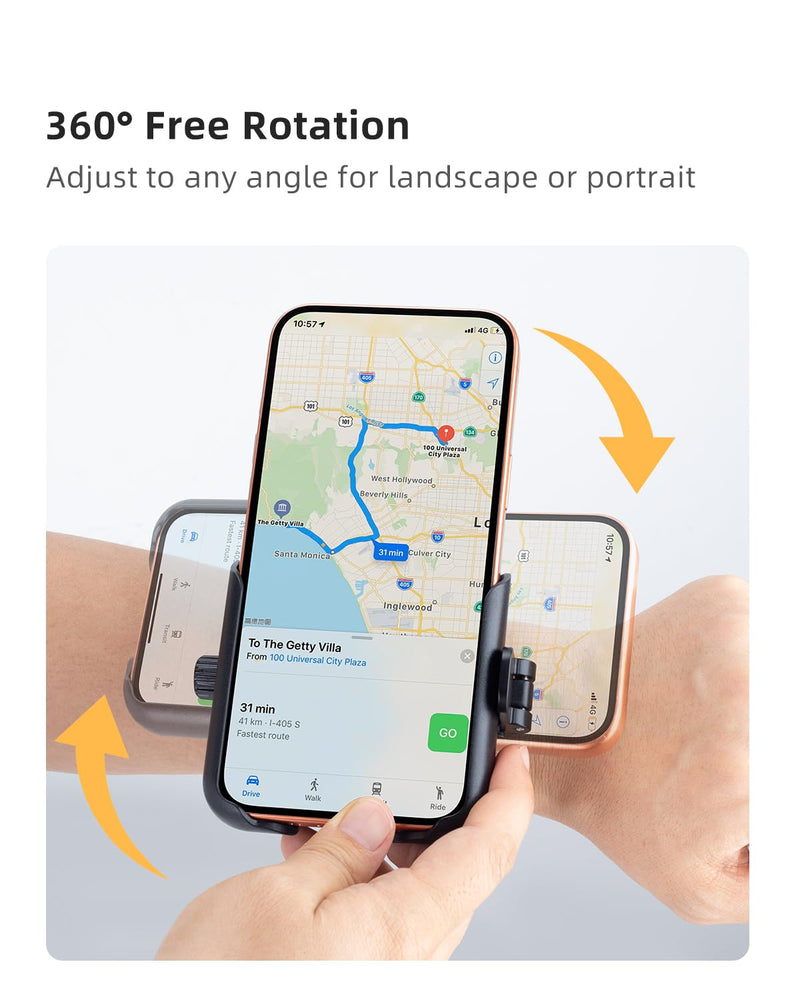 2-in-1 Wrist Strap Phone Holder for Running, Cycling, Hiking & Workouts. Secure Mount & 360° Rotatable Armband Cell phone Case Clamp, Compatible with iPhone, Samsung Galaxy and Other Smartphones