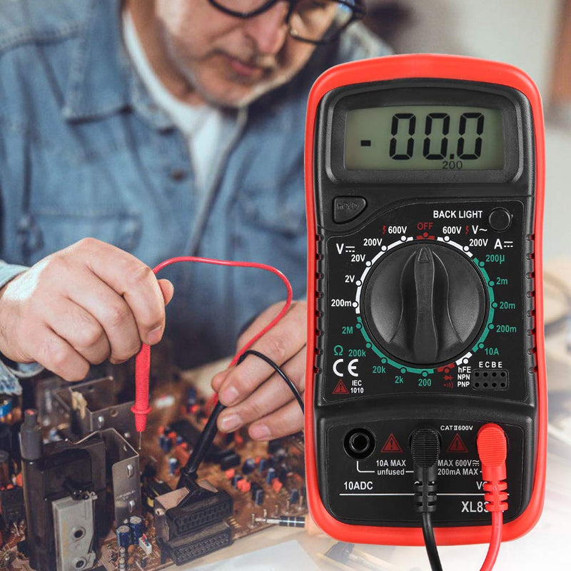 XL830L Handheld LCD Digital Multimeter Voltmeter Ammeter Ohmmeter Current Voltage Tester(XL830L Red) XL830L Red