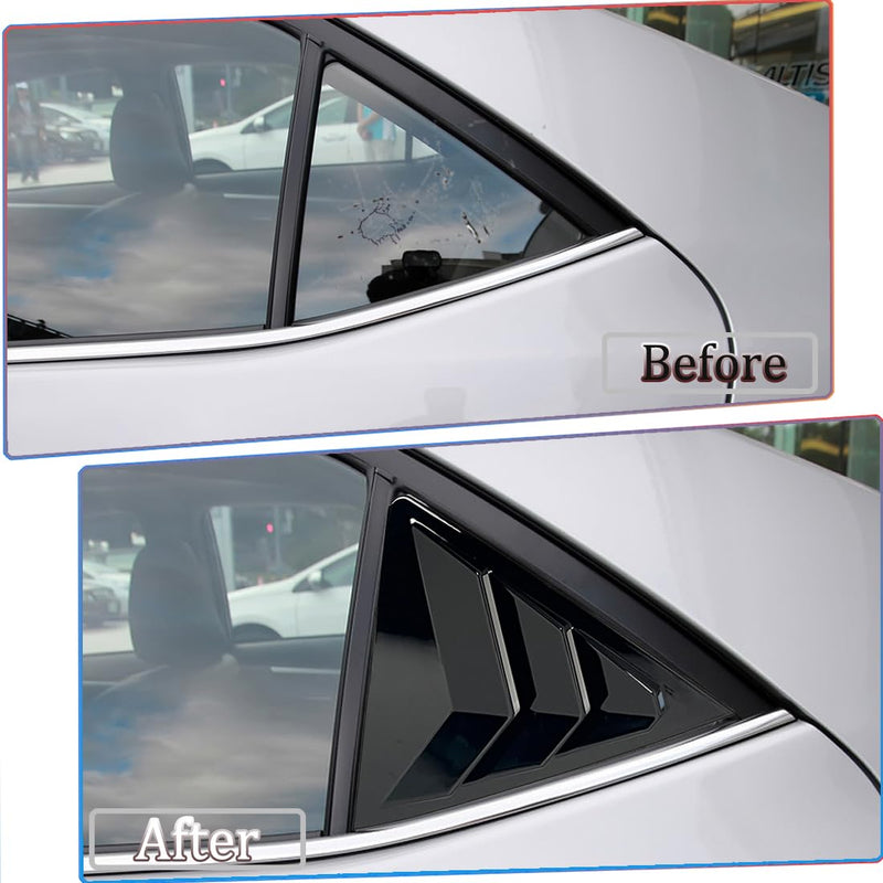 2Pcs Side Vent Window Louvers for Toyota Corolla 2014-2019, ABS Print Sport Window Decorative Covers, Exterior Trim Accessories - Bright Black