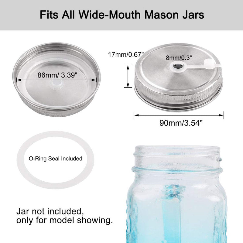 uxcell 4pcs Stainless Steel Wide Mouth Mason Jars Lids with Straw Hole Canning Lids for Drinking & Food Storage