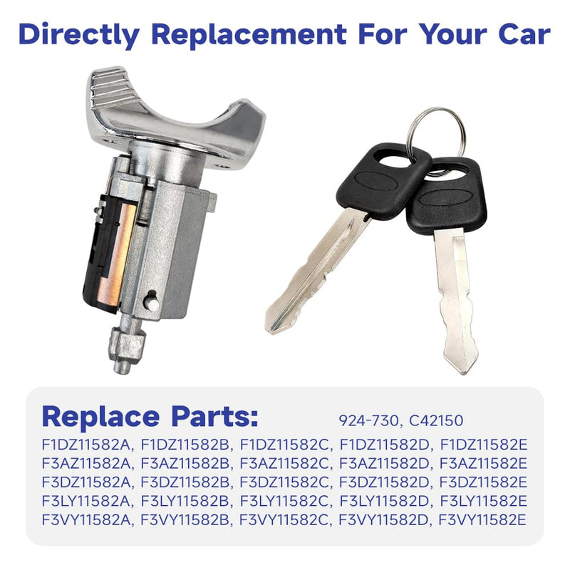 924-730 Ignition Switch Lock Cylinder with Keys Compatible with Ford 1992-1996 F150/250/350, E150/250/350 ǀ Lincoln 1993-1998 ǀ Mercury 1990-1995, Replaces #US-176LT C-42-150