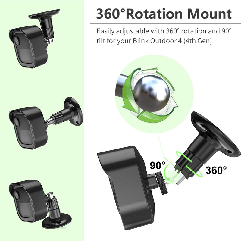 Camera Mount for Blink Outdoor 4 (4th Gen) & Blink Outdoor (3rd Gen), 5 Pack Weatherproof Protective Housing and 360° Adjustable Mount with Sync Module 2 Mount 4th gen Black