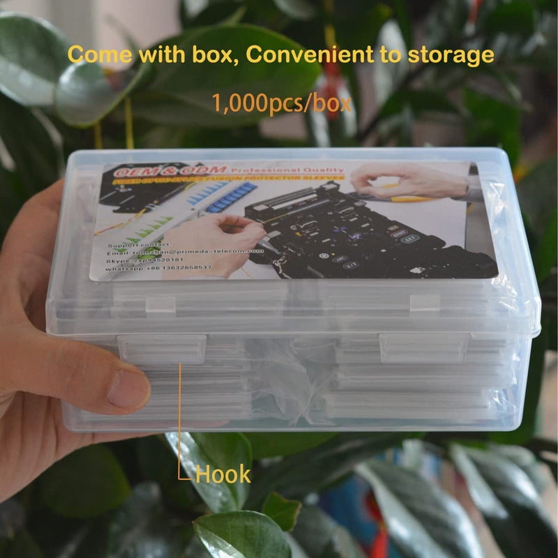 Fiber Optic Fusion Splice Protection Sleeve 1000pcs,Come with Box(Recovered Dia.2.4mm,60mm) OD2.4mm 60mm(L)