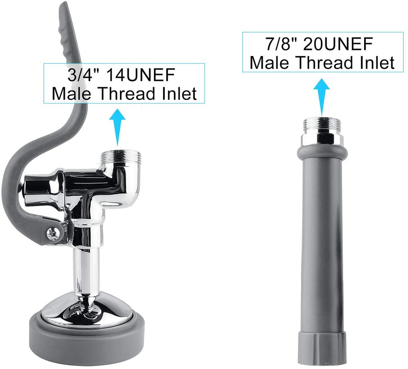 Pre Rinse Sprayer Commercial Sink Sprayer Head Spray Valve,1.42GPM Restaurant Sink Dish Spray with Handle for Commercial Kitchen faucets,Chrome Finished (Grey) Gray Round Sprayer
