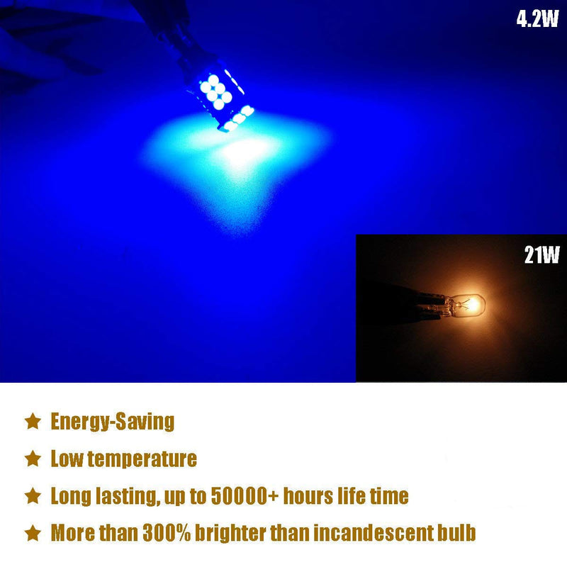 iBrightstar Extremely Bright 3030 Chipsets T15 912 W16W 921 LED Bulbs for Truck Cargo Lights, High Mount / 3rd Brake Lights, Blue
