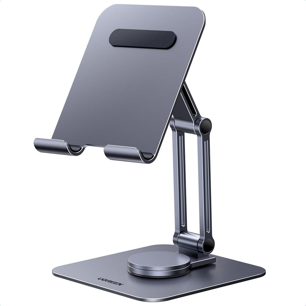 UGREEN Tablet Stand for Desk Swivel with 360° Rotating Base Tablet Holder Aluminum Portable Stand Adjustable Home Office Desk Accessories Compatible with 2024 iPad Pro 13 12.9 11 Air Mini 6 5 Grey