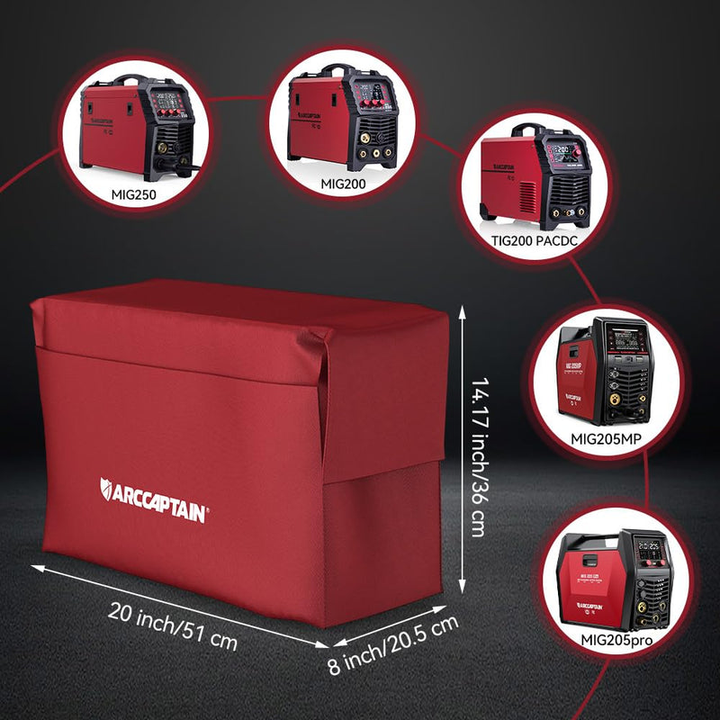 ARCCAPTAIN Welder Cover, Waterproof Protective Cover, Reusable and Foldable Dust Cover - Welding Machine Accessory Red 20" x 14.17" x 8"
