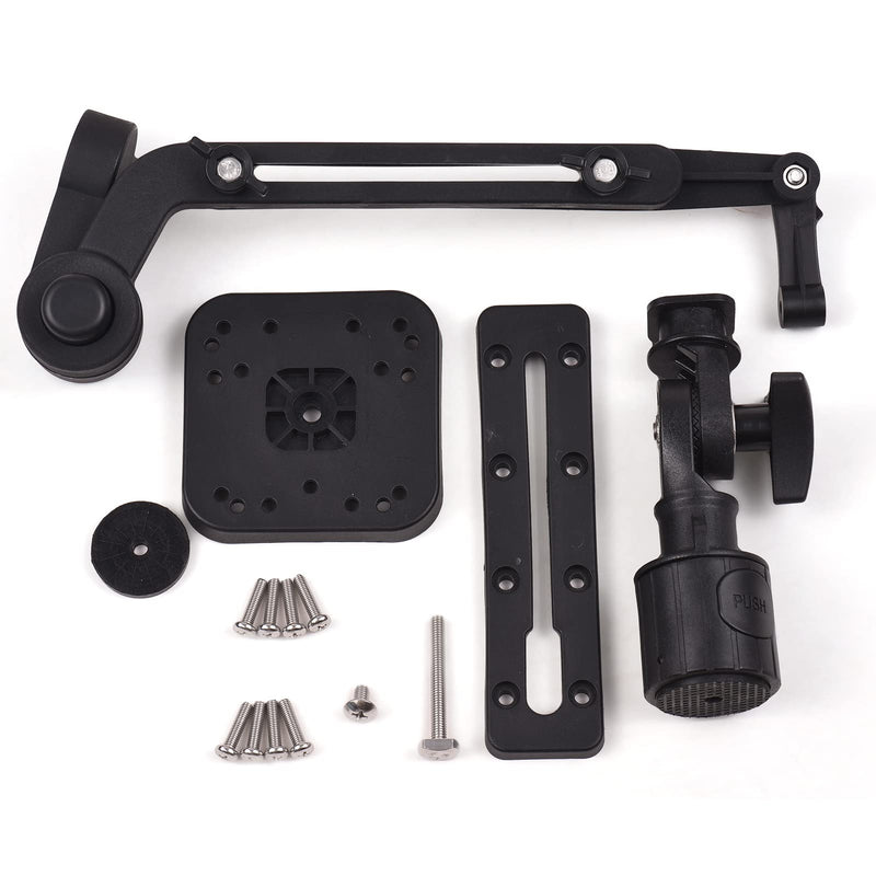 Lixada Universal Kayak Fish Finder Mount, Boat Transducer Mounting Arm with Telescoping 360° Swivel, Portable Fish Finder Mount Base Adapter for Marine Electronics