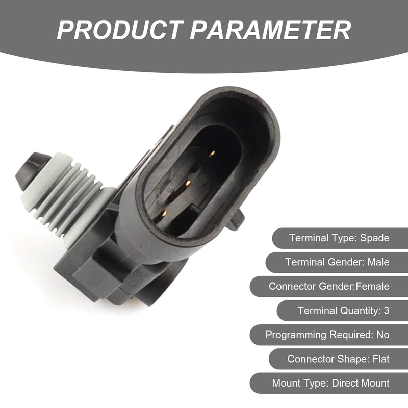 Pack-1 Car Fuel Tank Pressure Sensor, Vapor Vent Port Tank Pressure Sensor, Replacement OEM #16238399, 9377680, 09377680, 16196060 Accessories, Compatible with Delphi Third Generation (Black)