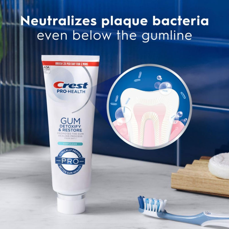 Crest Pro-Health Gum Detoxify and Restore Deep Clean Toothpaste, 4.6 Ounce (Pack of 3), Crest Toothpaste, Anticavity, Antibacterial Flouride Toothpaste, Clinically Proven, Gum and Enamel Protection 4.6 Ounce (Pack of 3)