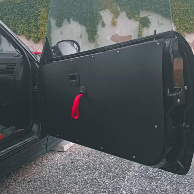 TRS Motorsport Fabric Door Handle Pull, Boot Trunk Strap, Grab Handle, Fixed Length,1400KG High Strength Webbing, 8 Colour Options - Made in The UK (Black) Black