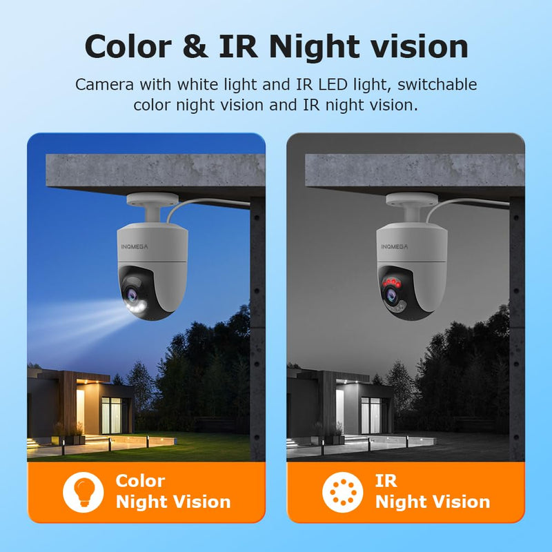 INQMEGA 6MP TUYA Smart Camera,2.4G WiFi Security Home Surveillance Camera,2-Way Audio, Color Night Vision, Waterproof, Motion Detection, Spotlight & Siren,6.5ft Power Cord