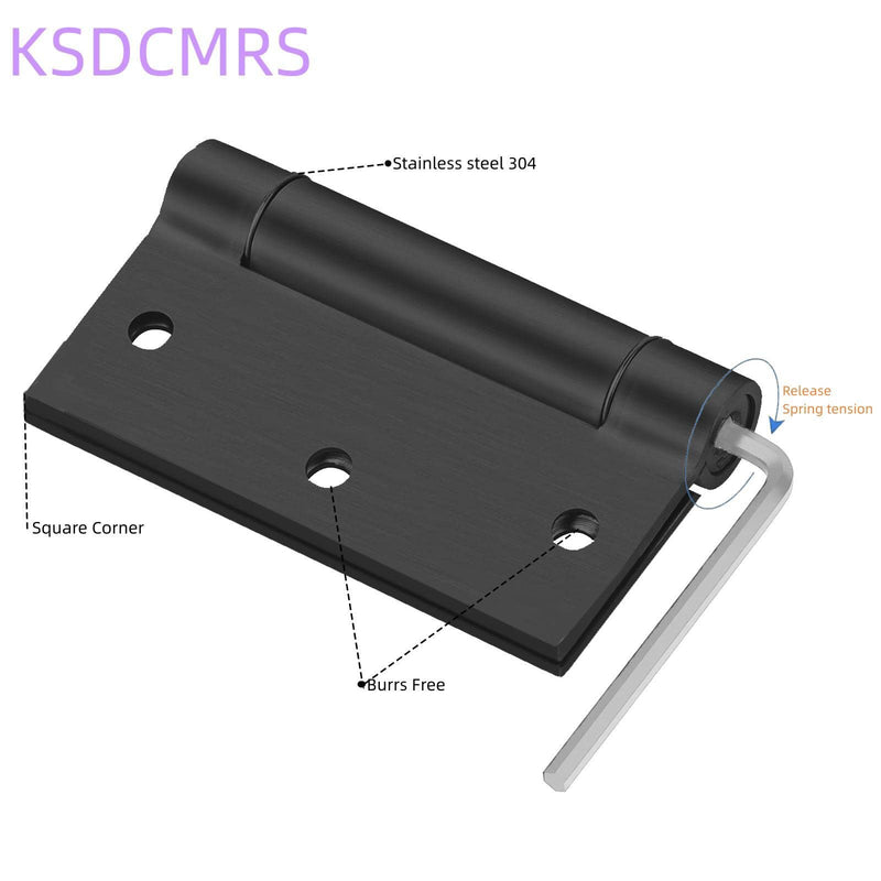 3.5" Self-Closing Stainless Steel Hinges,3-1/2 inch x 3 1/2 Inch Heavy Duty Spring Loaded Automatic Adjustable to Close Door Hinge with Square Corner (Matte Black-2PACK) Matte Black-2PACK