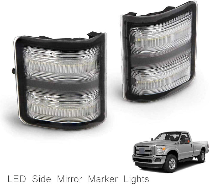 Led Side Mirror Marker Lamp For Ford F250 F350 F450 F550 2008 2009 2010 2011 2012 2013 2014 2015 2016 Super Duty Switchback White Led Driving Parking Light Amber Led Turn Signal Light Smoke Lens clear lens