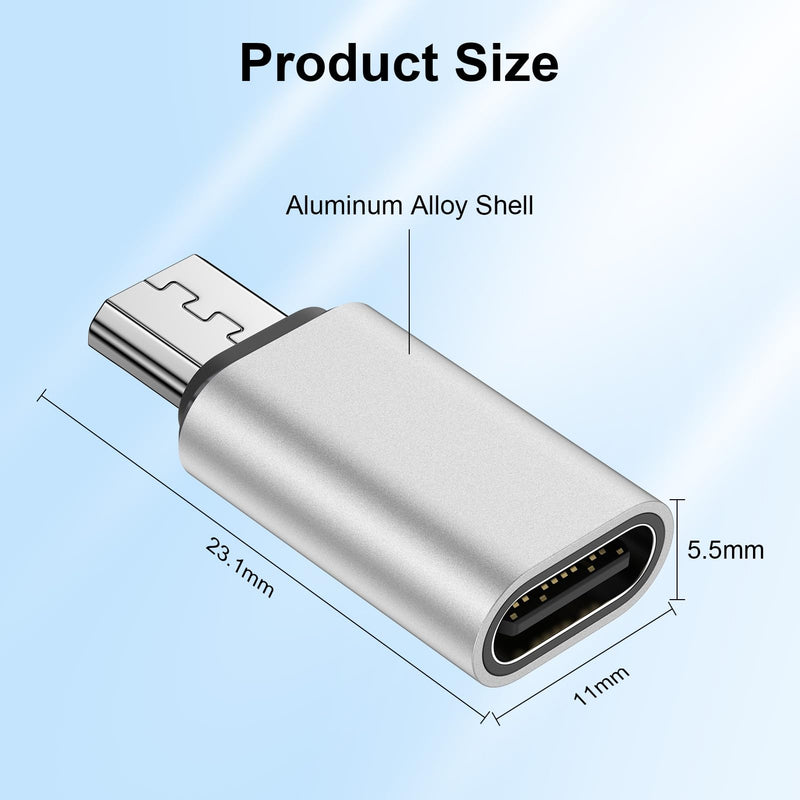 Micro USB Adapter for Samsung Galaxy S7 Edge S7 S6 Edge S6 J7 J5 J3 | Nexus 6 5 LG G4 G3 Kindle MP3 Players, 4 Pack Type C Female to Micro USB Male Convert USB C to Micro USB Charge & Data Sync Sliver