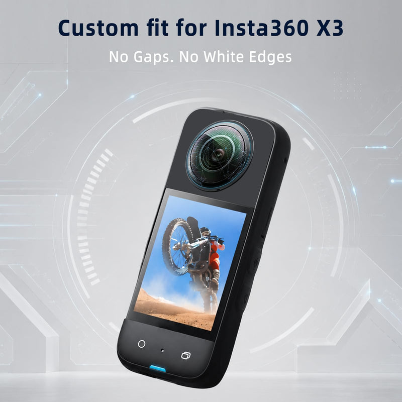 Sticky Lens Guard Custom fit for Insta360 X3, 2-Pack Protective Cover Cap with Anti-Reflective Coating, High Transparency 95% Light Transmission, Scratch-Proof Shockproof Dustproof, Easy Installation