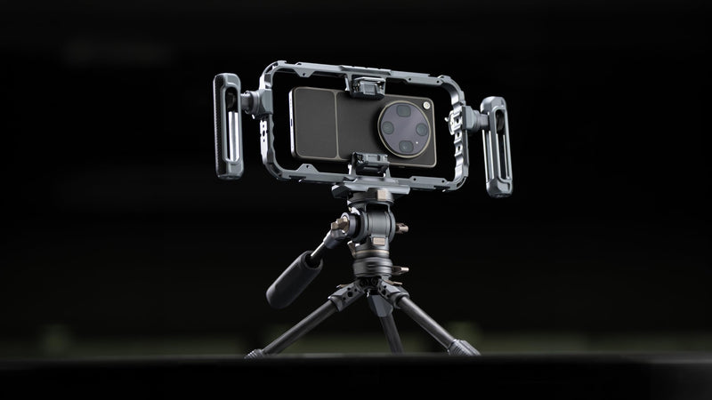 Tilta Universal Khronos Smartphone Case Adjustable NATO Handle | 360 Degree Rotation | Quick Release NATO Rail Mount | 1/4"-20 Accessory Threads | Mobile Filmmaking Rig - Space Gray