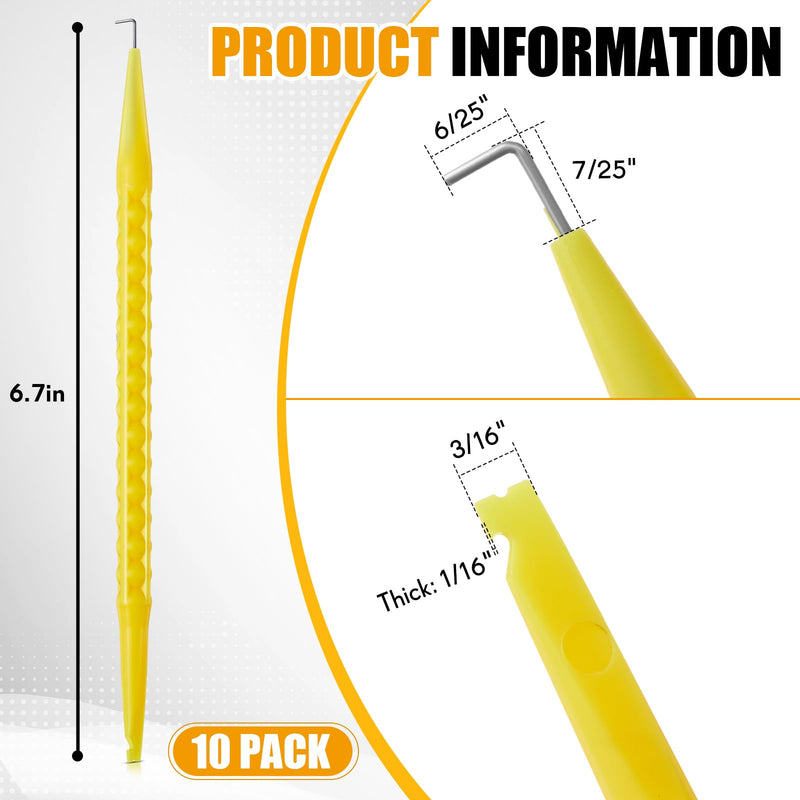 Daifunli 10 Pcs Probe Pick Spudger Tools Bulk Nylon with L-Shaped Wire Hook 7" Length for Telecom Data Communication and Alarm Installers(Yellow) Yellow