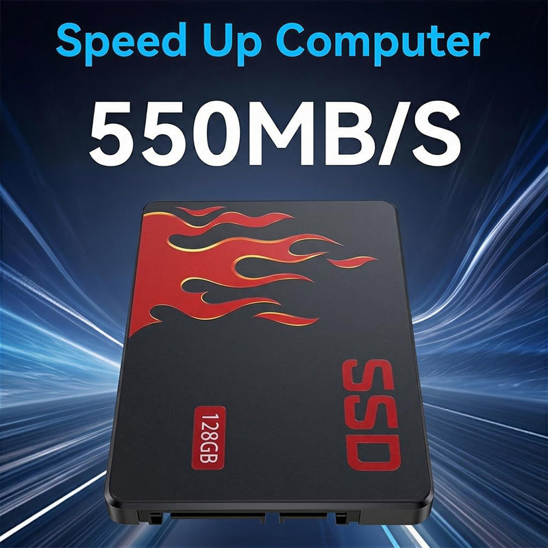 128GB SSD Internal Solid State Drive 2.5" SSD SATA III 6Gb/s, 550MB/s Read Speed 3D TLC NAND for Laptop and PC Desktop Performance Boost (Style I)