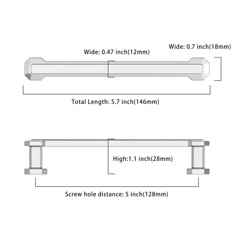 Asidrama 10 Pack 5 Inch(128mm) Polished Chrome Kitchen Cabinet Handles, Cabinet Pulls Kitchen Cabinet Hardware for Cupboard Drawer Pulls 5" Hole Center