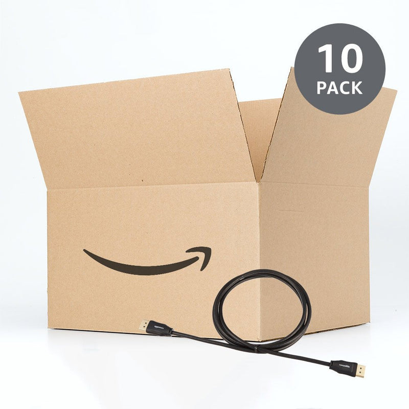 Amazon Basics 10-Pack DisplayPort 1.2 Cable, 4K@60Hz, 2K@165Hz, 21.6Gbps High-Speed, Gold-Plated Plugs, 6 Foot, Black 6 Feet